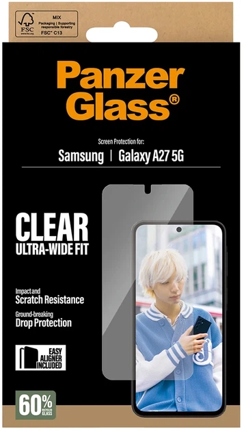 Szkło hartowane PanzerGlass Screen Protector Ultra-Wide Fit do Samsung Galaxy A27 5G (5715685033995) - obraz 4