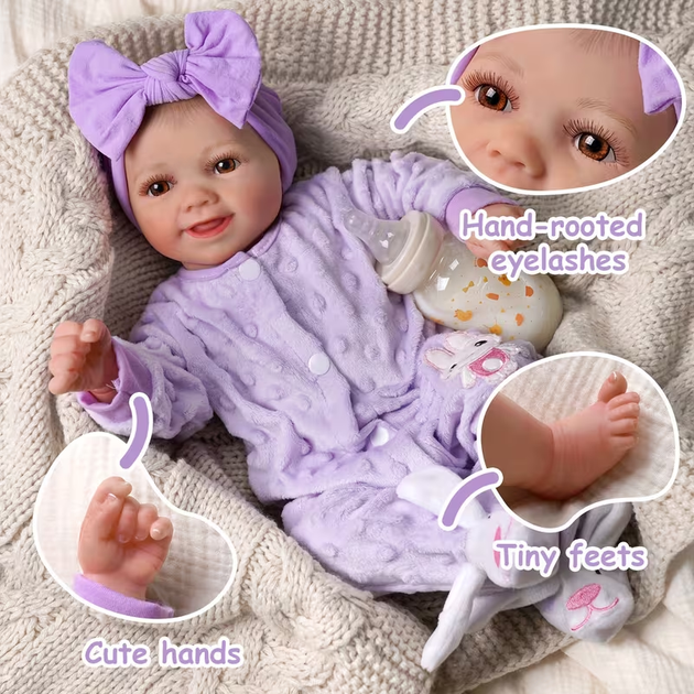 Лялька Реборн 43 см вініловая, реалістичний пупс Doll Reborn К0100808 - Фото 5 Лялька Реборн 43 см вініловая, реалістичний пупс Doll Reborn К0100808 - зображення 5