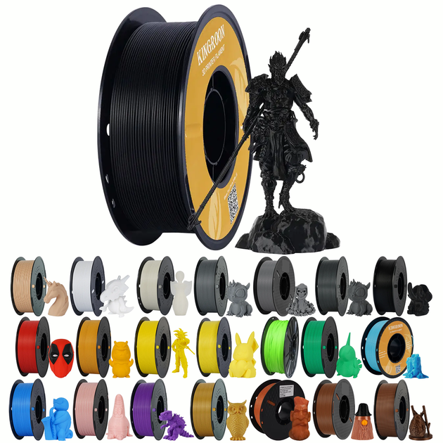 Філамент (пластик для 3D принтера) Kingroon PLA NPLA002-ZX 1,75 мм 1 кг Black - зображення 13