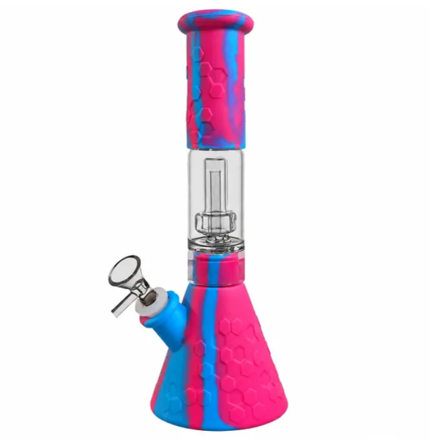 Бонг силиконовый модульный Classic Beaker BeeHive 27 см с перколятором розово-синяя - Фото 2 Бонг силиконовый модульный Classic Beaker BeeHive 27 см с перколятором розово-синяя - изображение 2