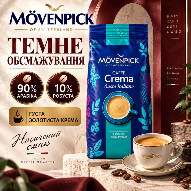 Кофе в зернах Movenpick 1015 г зерновой кофе 90% арабика 10% робуста темной обжарки натуральный кофе с насыщенным вкусом карамельным послевкусием густой кремой для кофемашины - Фото 1 Кофе в зернах Movenpick 1015 г зерновой кофе 90% арабика 10% робуста темной обжарки натуральный кофе с насыщенным вкусом карамельным послевкусием густой кремой для кофемашины - изображение 1