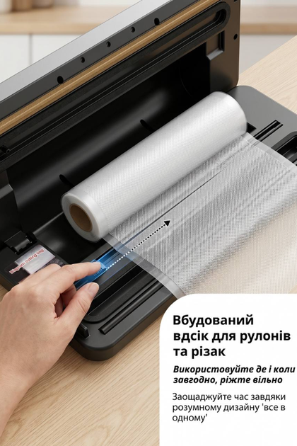 Электрический вакуумный упаковщик для длительного хранения продуктов Zepline ZP-00374 200Вт Кухонный вакууматор для еды + 20 вакуумных пакетов - изображение 9