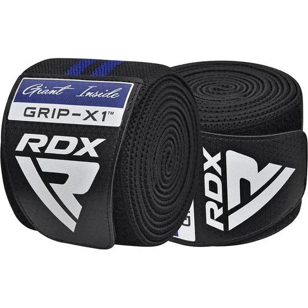 Бинти на коліна RDX Inc Бавовна 200 см Чорні Сині - зображення 6