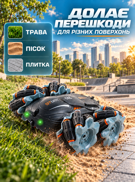 Машинка на пульте трюковая перевертыш машинка с радиоуправлением двухсторонняя джип вездеход SUV для мальчиков полноприводная двусторонняя разворот 360 градусов черный 68396 - изображение 2