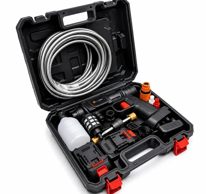 Мийка високого тиску акумуляторна LEO TOOLS 250 Вт 60 бар з подвійним акумулятором - зображення 7