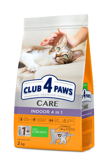 Сухий корм Club 4 Paws Adult Cats Indoor 4 in 1 - для котів, що живуть у приміщенні 4 в 1 2 кг (B4640201) - Фото 1 Сухий корм Club 4 Paws Adult Cats Indoor 4 in 1 - для котів, що живуть у приміщенні 4 в 1 2 кг (B4640201) - зображення 1