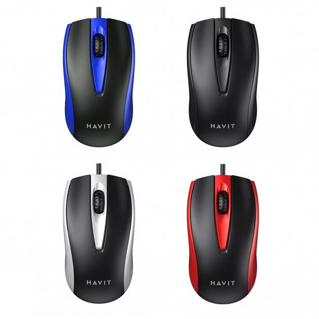 Дротова миша Havit HV-MS871 USB Red - Фото 2 Дротова миша Havit HV-MS871 USB Red - изображение 2