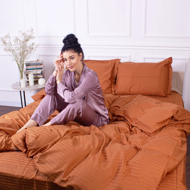 Простынь Satin Stripe 30-0005 Brown 110*160 - изображение 4