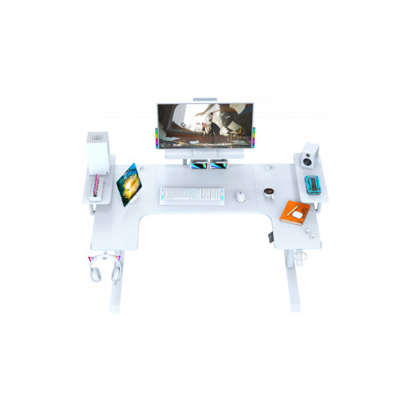 Геймерский компьютерный стол c электро-регулировкой высоты GT Racer TY-1682 (160x60-100x72-117) White - Фото 7 Геймерский компьютерный стол c электро-регулировкой высоты GT Racer TY-1682 (160x60-100x72-117) White - изображение 7