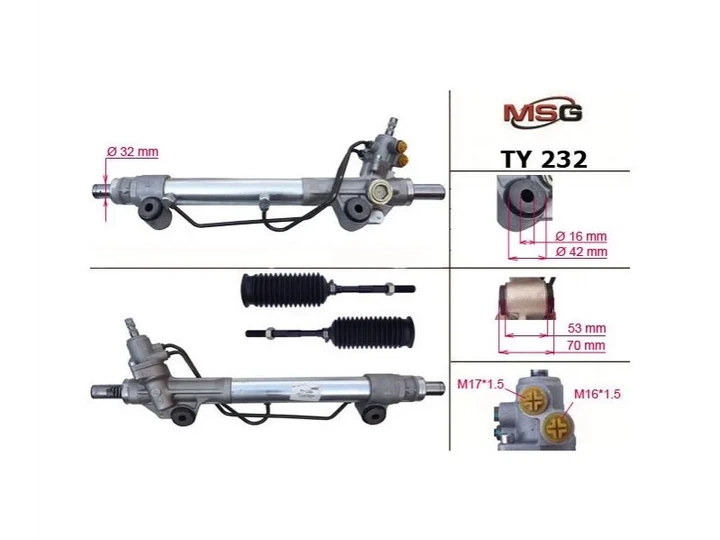 Рульова рейка з ГПК нова TOYOTA 4RUNNER 09-13,TOYOTA LAND CRUIISER J15 09-13,LEXUS GX 460 09- MSG TY232 4420060221, 4420060230, 4420060223 - изображение 2