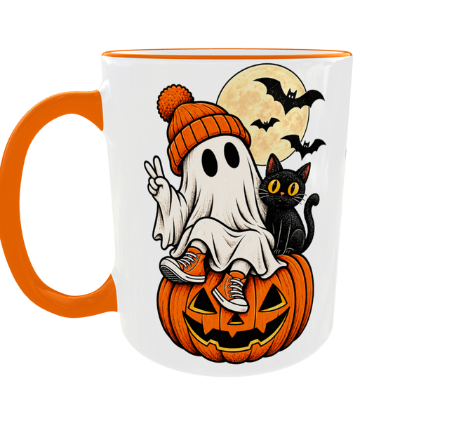 Кружка (чашка) с принтом Хэллоуинское настроение | Halloween | керамическая 330 мл | оранжевая ручка - Фото 4 Кружка (чашка) с принтом Хэллоуинское настроение | Halloween | керамическая 330 мл | оранжевая ручка - изображение 4