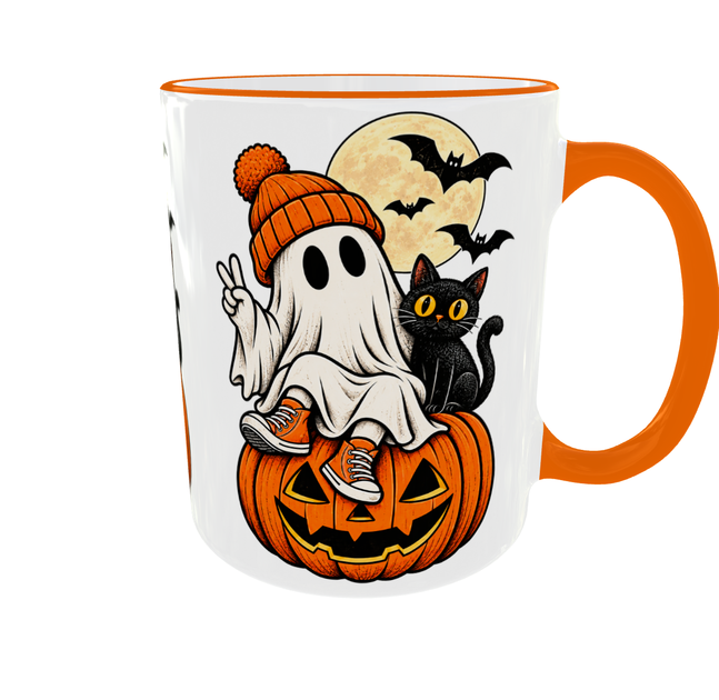 Кружка (чашка) с принтом Хэллоуинское настроение | Halloween | керамическая 330 мл | оранжевая ручка - Фото 6 Кружка (чашка) с принтом Хэллоуинское настроение | Halloween | керамическая 330 мл | оранжевая ручка - изображение 6