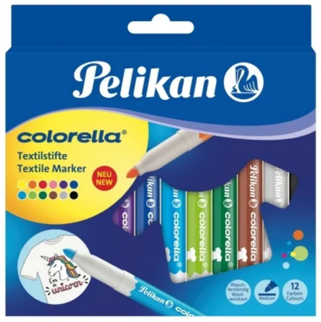 Маркери для тканини Pelikan Colorella Textile 12 кольорів (4012700814586) - Фото 1 Маркери для тканини Pelikan Colorella Textile 12 кольорів (4012700814586) - зображення 1