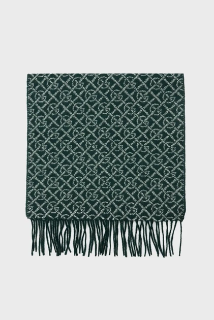 Чоловічий темно-зелений шарф з візерунком G PATTERN Gant OS 9920206 - зображення 2