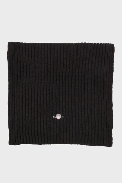 Чоловічий чорний шарф COTTON BLEND LOGO SCARF Gant OS 9910048 - Фото 2 Чоловічий чорний шарф COTTON BLEND LOGO SCARF Gant OS 9910048 - изображение 2