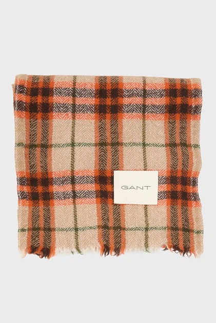 Чоловічий вовняний картатий шарф WOOL HERRINGBONE CHECKED SCARF Gant OS 9920259 - изображение 3