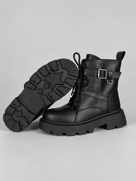 Зимние ботинки на шнурках с ремешком Женские Meideli Черный 39 (25 см) Код: k1621 black - Фото 5 Зимние ботинки на шнурках с ремешком Женские Meideli Черный 39 (25 см) Код: k1621 black - изображение 5