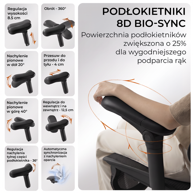 Fotel biurowy ergonomiczny Sihoo DORO C300 PRO V2 Czarny (4820216980141) - Zdjęcie 12 Fotel biurowy ergonomiczny Sihoo DORO C300 PRO V2 Czarny (4820216980141) - obraz 12