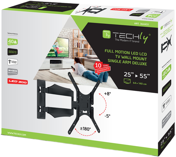 Настінне кріплення TECHly ICA-PLB 271M Black (8059010364451) - зображення 2