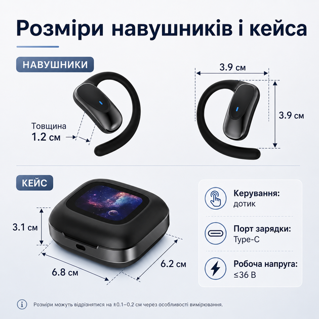 Беспроводные наушники с функцией перевода, ENC-шумознижением, сенсорным управлением и зарядным кейсом - изображение 2