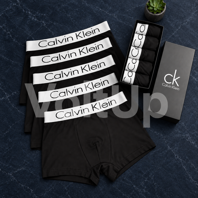 Мужские боксеры Calvin Klein • комплект 5 шт, размер L, черные CK14 - Фото 1 Мужские боксеры Calvin Klein • комплект 5 шт, размер L, черные CK14 - изображение 1