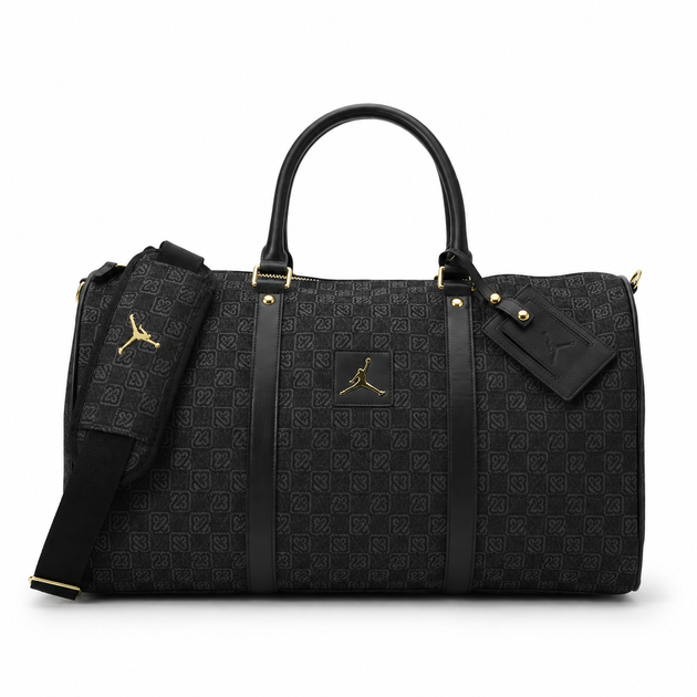 Спортивна сумка чорна Jordan Monogram 47 × 29 × 21 см з бавовни та поліестеру з двосторонньою блискавкою - зображення 6