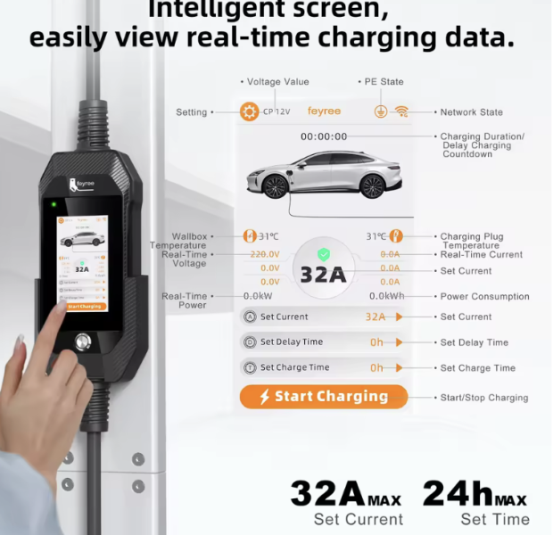 Зарядка для електромобіля Feyree 3.5кВт 16A Type 2 Fresh Green Lion EV Ultra, Wi-Fi Fresh Green - Фото 4 Зарядка для електромобіля Feyree 3.5кВт 16A Type 2 Fresh Green Lion EV Ultra, Wi-Fi Fresh Green - изображение 4