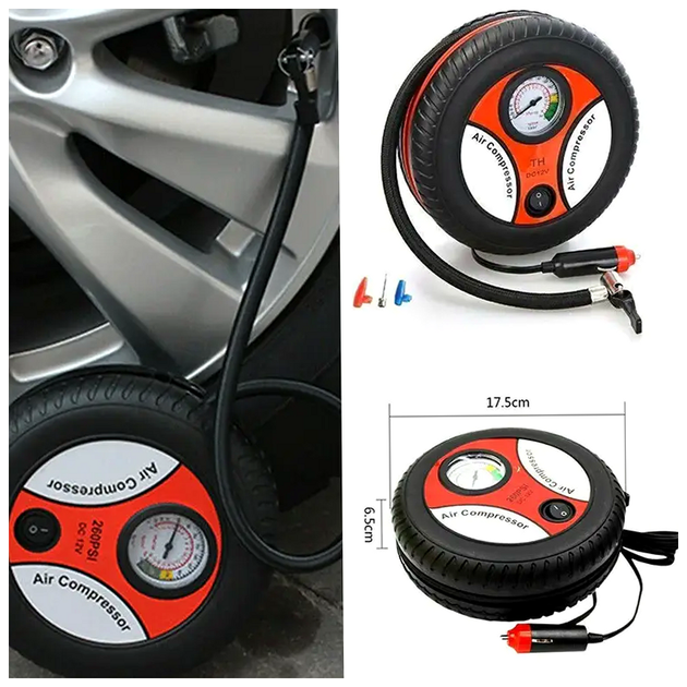 Компрессор автомобильный электрический 12 В 18 атм для шин Air Compressor 260 PSI SQ-26107 - изображение 4