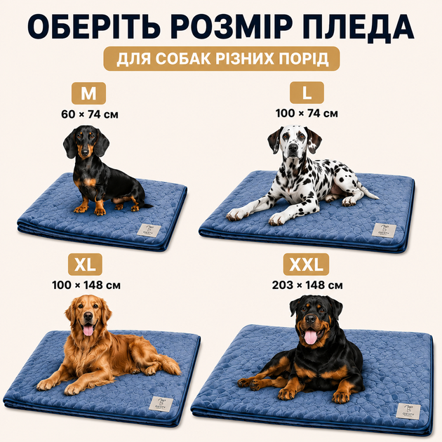 Водонепроницаемый двусторонний плед для собак Giesty, велюр и искусственный мех, синий XL 100×145 см - изображение 3