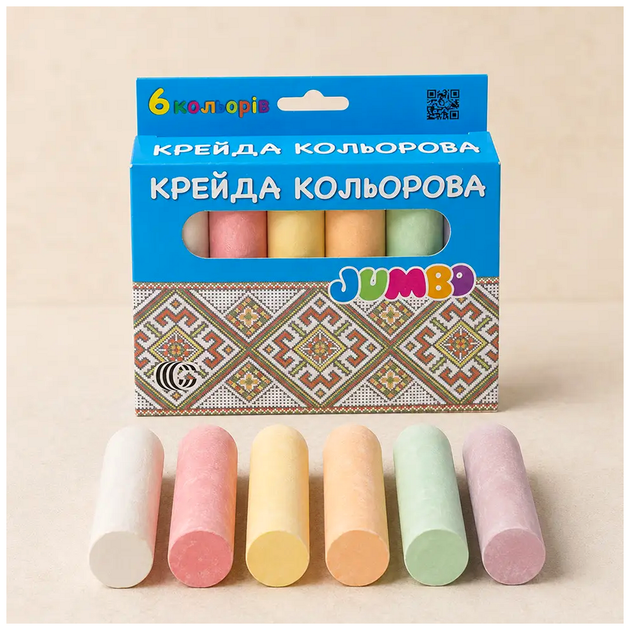 Мелки для рисования 6 цветов круглые для доски и асфальта JAMBO C SQ-29772 - Фото 6 Мелки для рисования 6 цветов круглые для доски и асфальта JAMBO C SQ-29772 - изображение 6
