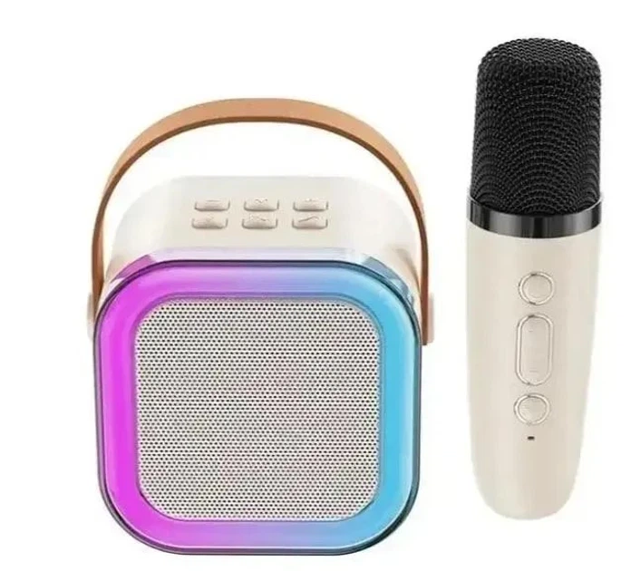 Портативная Bluetooth колонка с 2 микрофонами K12 беспроводное мини караоке с RGB подсветкой - изображение 4