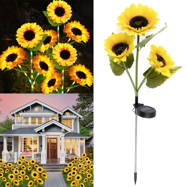 Світильник садовий від сонячної батареї 80см «Соняшник» декоративний ліхтар для саду 2 шт - зображення 2