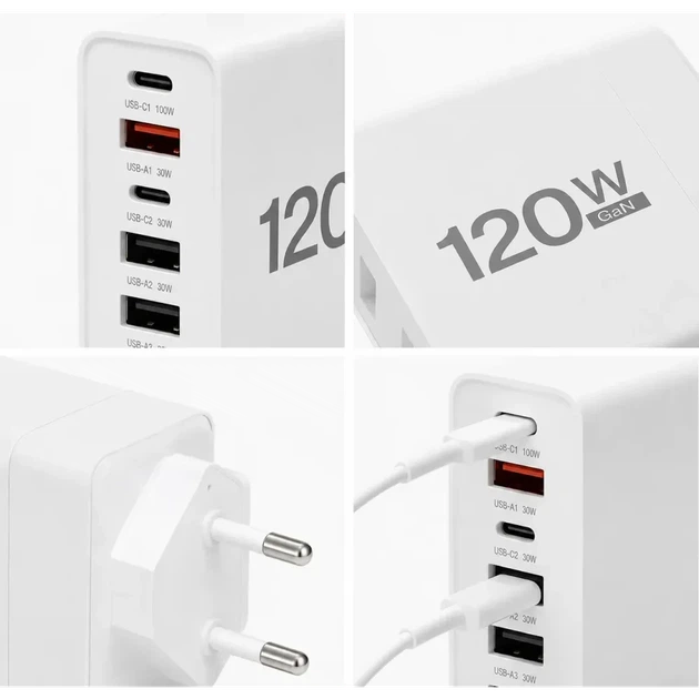 Сетевое зарядное устройство на 6 портов с быстрой зарядкой 26X186 белый - изображение 4