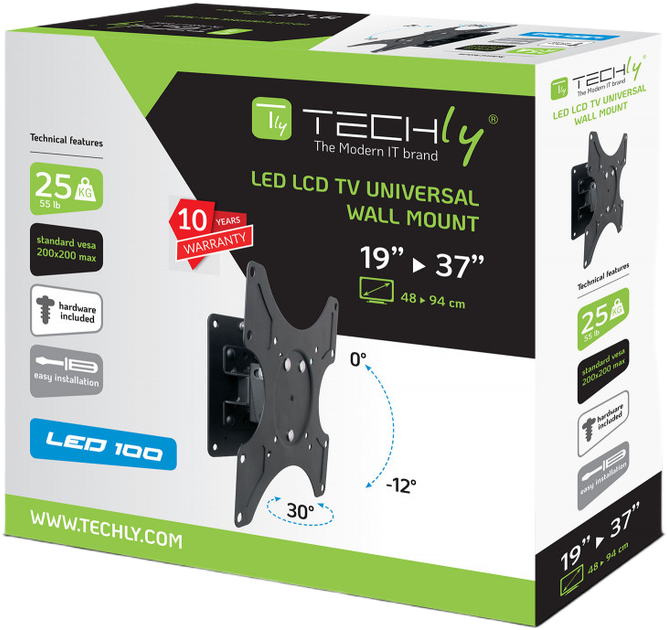 Uchwyt ścienny TECHly ICA-LCD 2900B Black (8057685301412) - obraz 2