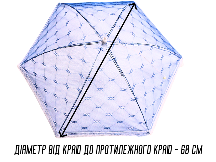 Антимоскитная FROM FACTORY STVIB сетка зонтик на стол для защиты пищи от насекомых 23 х 60 см Синий - изображение 7