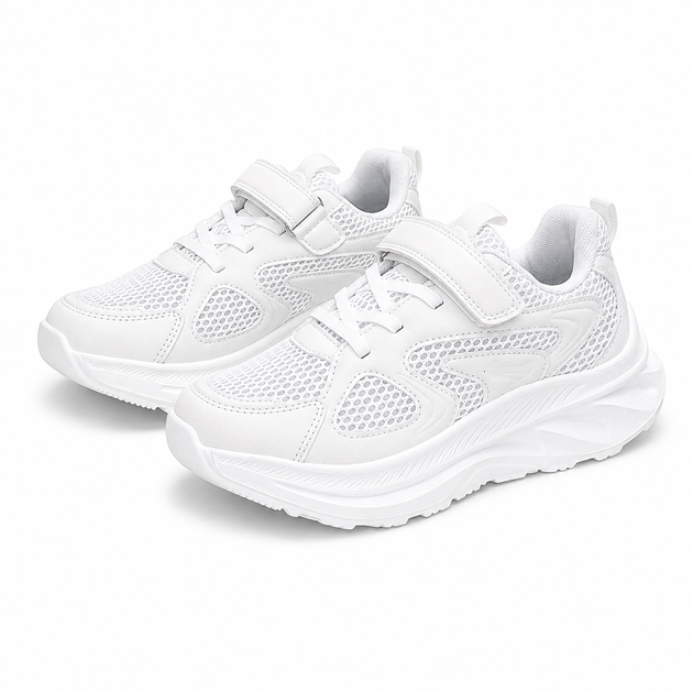 Кроссовки детские Apawwa для мальчика и девочки белые на липучке с супинатором размер 36 (23.5 см) - изображение 5