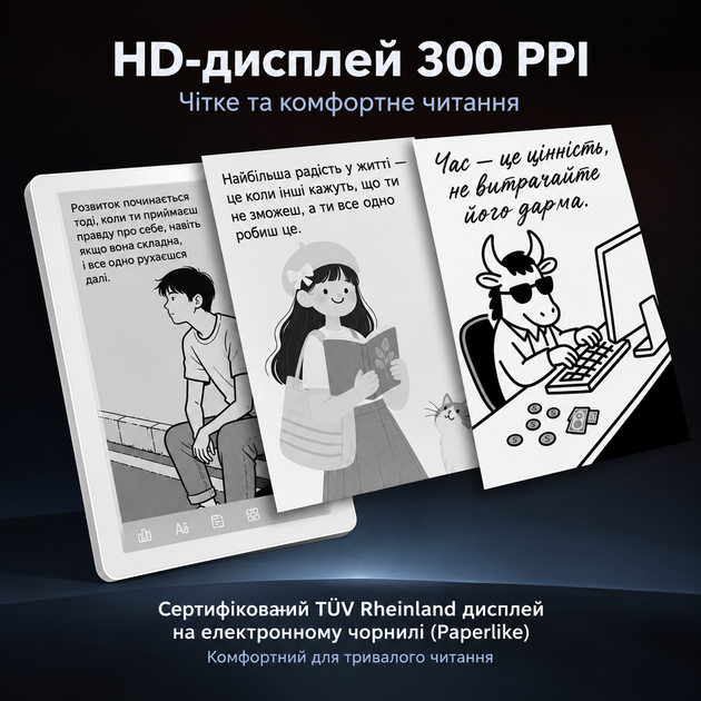 Електронна книга Bigme B6 Black & White, 6", E Ink 300 PPI, Android 14, 4/64 ГБ, Wi-Fi + Фірмовий чохол - Фото 3 Електронна книга Bigme B6 Black & White, 6", E Ink 300 PPI, Android 14, 4/64 ГБ, Wi-Fi + Фірмовий чохол - изображение 3