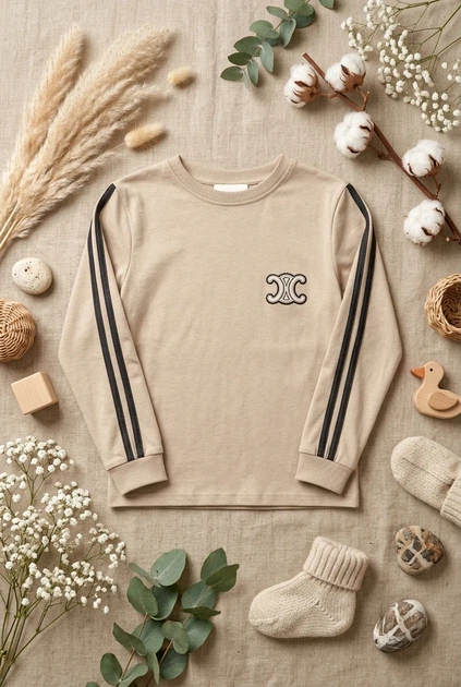 Кофта для девочки с полосками на рукавах Kiddo коричневый 164 см - изображение 3