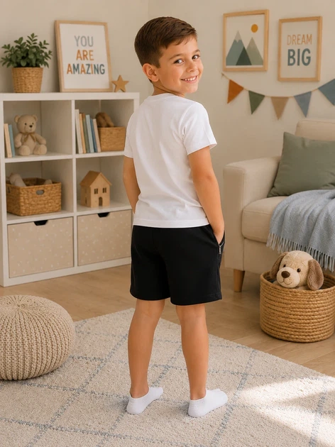 Шорти ATC SPORTS з бавовни та блискавками Kiddo чорний 116 см - Фото 2 Шорти ATC SPORTS з бавовни та блискавками Kiddo чорний 116 см - зображення 2