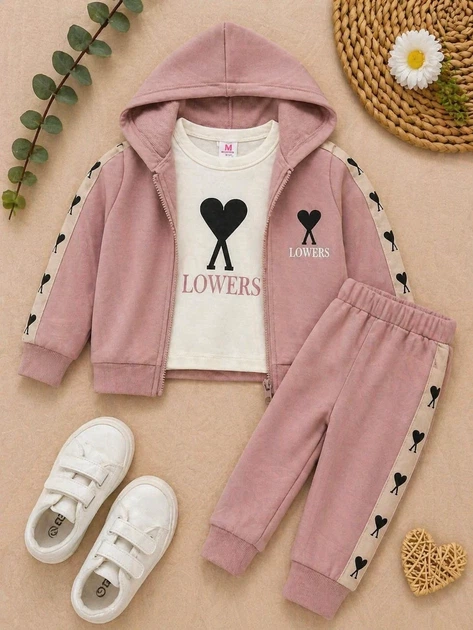 Костюм-тройка для девочки LOWERS Kiddo пудровый 92 см - изображение 3