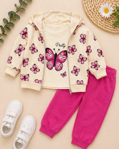 Костюм-тройка для девочки PRETTY Kiddo малиновый 68 см - Фото 3 Костюм-тройка для девочки PRETTY Kiddo малиновый 68 см - изображение 3