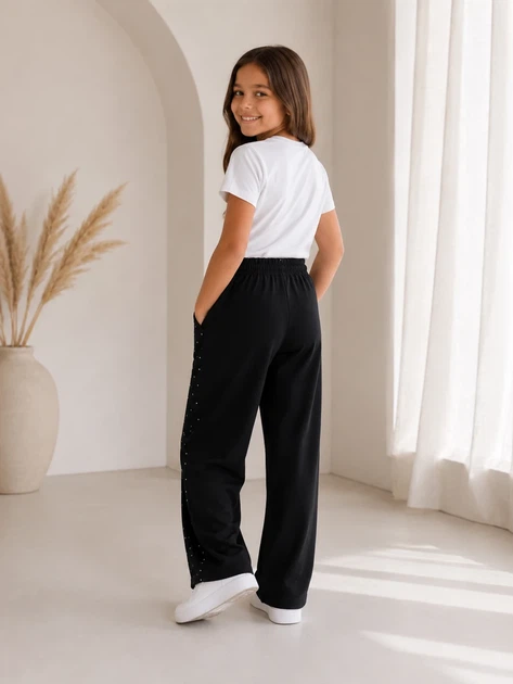 Штани для дівчинки SOFT GLAM PANTS (з камінчиками) Kiddo Чорний розмір 110 (KIDDO-9124C65A4507470BAF0C5FA743415107) - зображення 2