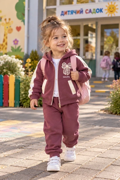 Костюм-двойка теплый с бантиком Kiddo бордовый 86 см - Фото 1 Костюм-двойка теплый с бантиком Kiddo бордовый 86 см - изображение 1