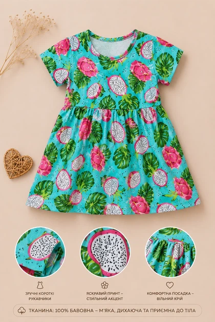 Платье Tropical Fruit Kiddo бирюзовый 110 см - изображение 3