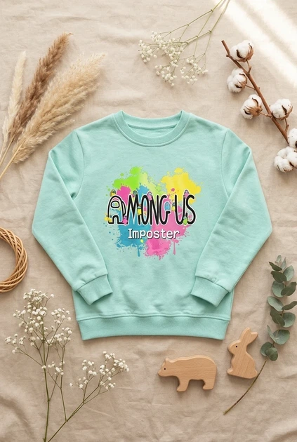Світшот Among Us: Кольоровий Impostor Kiddo Зелений розмір 152 (KIDDO-E0196C1408EC46A095F3AE9B58970C3B) - изображение 3