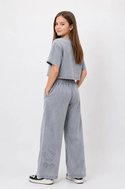 Костюм для девочки «Star Denim» Kiddo серый 116 см - изображение 2