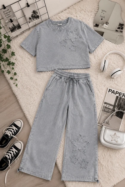 Костюм для девочки «Star Denim» Kiddo серый 116 см - изображение 3