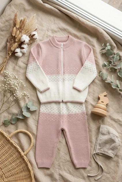 Кофта вязаная на молнии с градиентным узором Kiddo розовый 86 см - Фото 3 Кофта вязаная на молнии с градиентным узором Kiddo розовый 86 см - изображение 3
