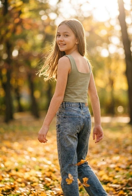 Топ-майка з круглим вирізом Kiddo Оливковий розмір 140 (KIDDO-AD2E8649A4944940ADFE977CFD285DFD) - изображение 2