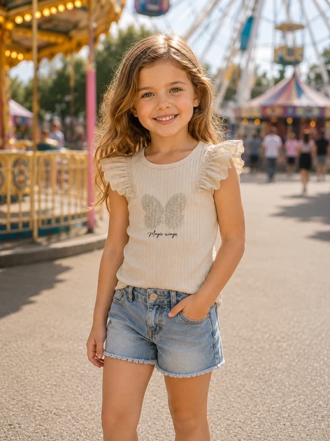 Футболка Butterfly Magic Kiddo бежевий 122 см - Фото 1 Футболка Butterfly Magic Kiddo бежевий 122 см - зображення 1